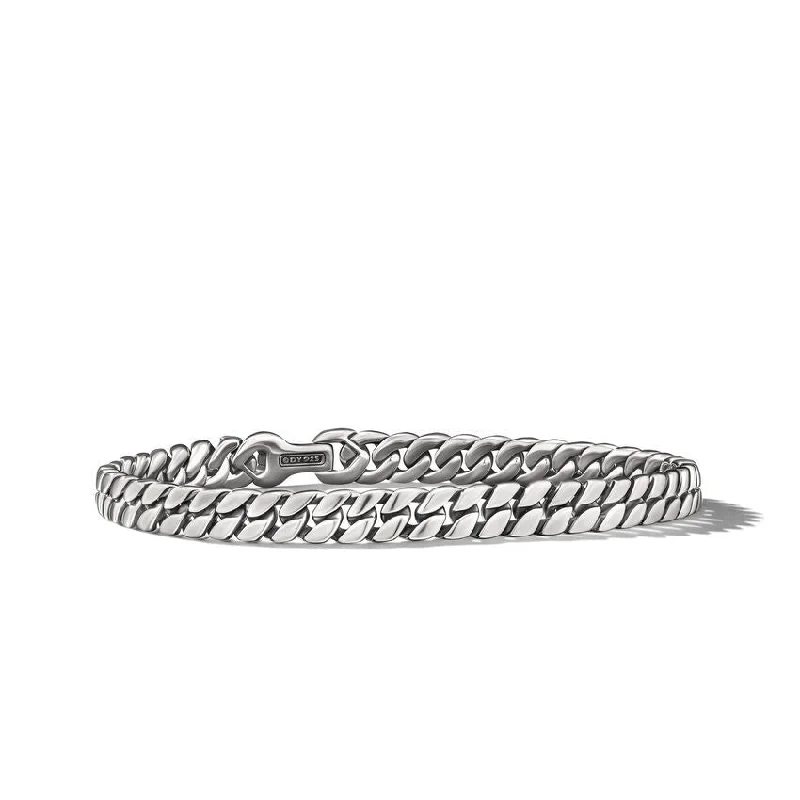 Custom Wedding Cuff Bracelets-David Yurman Curb Chain Bracelet in Sterling Silver