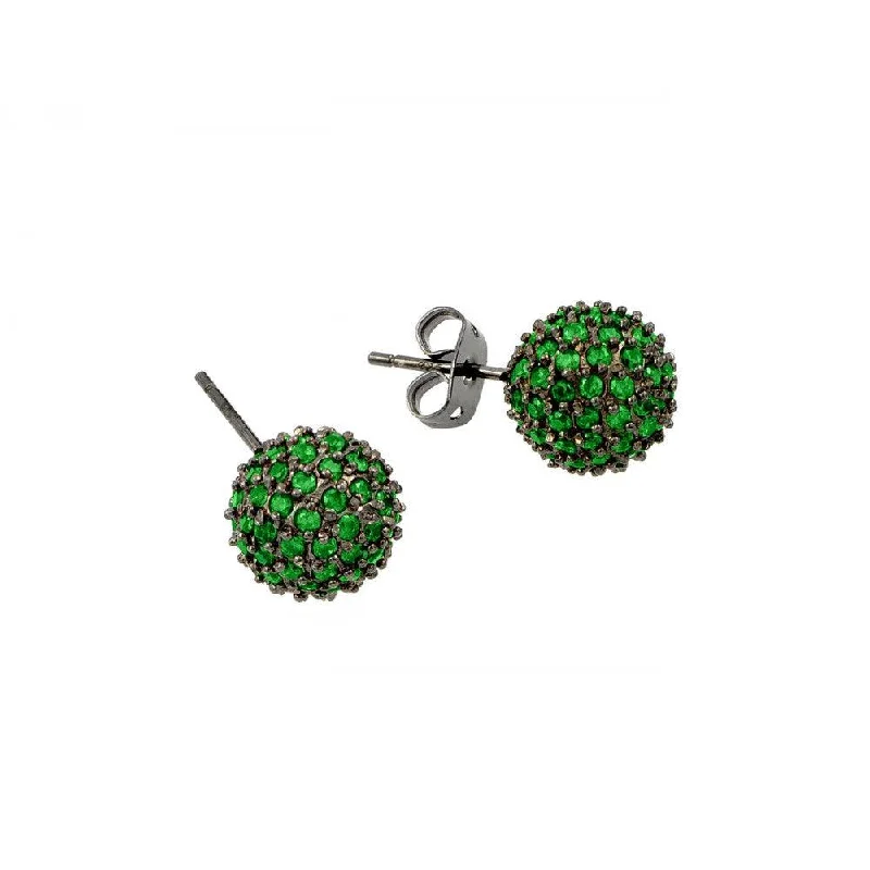 Trendy Gold Earrings-Clearance-Silver 925 Rhodium Plated Green CZ Stud Earrings - BGE00371GRE