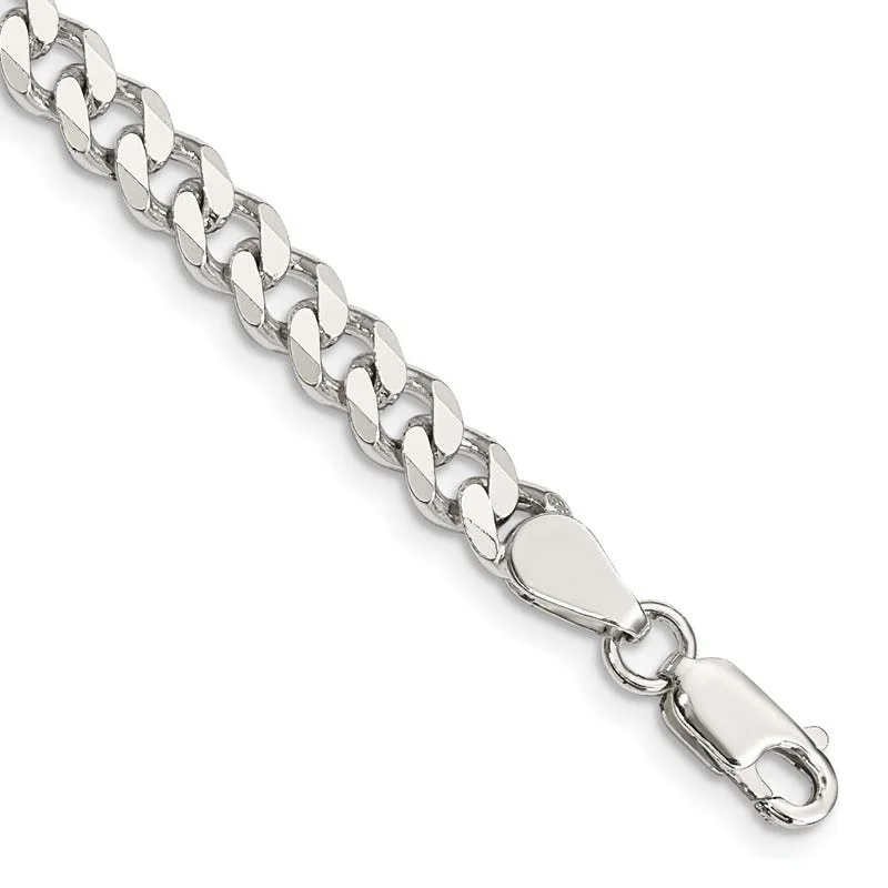 High-End Diamond Bracelets-Sterling Silver 6mm Curb Chain Bracelet