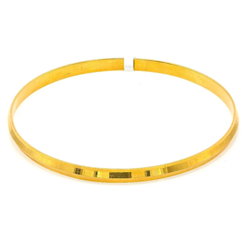 Wedding Jewelry Bangles-22K Yellow Gold Bangles for Kids Set of 2 W/ Slightly Faceted Frame