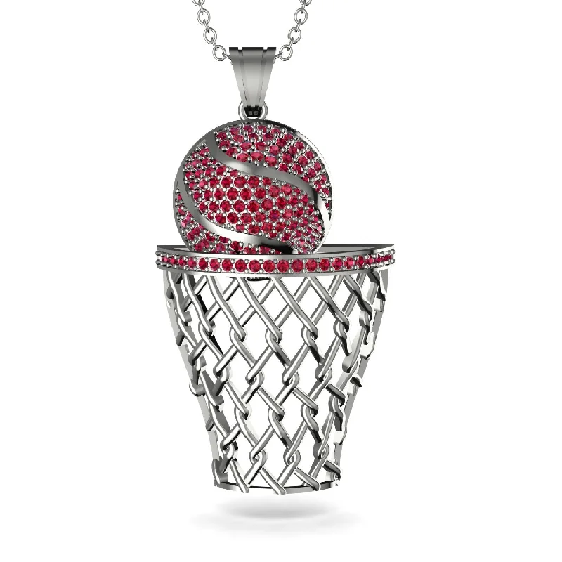 Stylish Gemstone Pendant Necklaces-Basketball Ruby Necklace For Men - Kyle No. 12