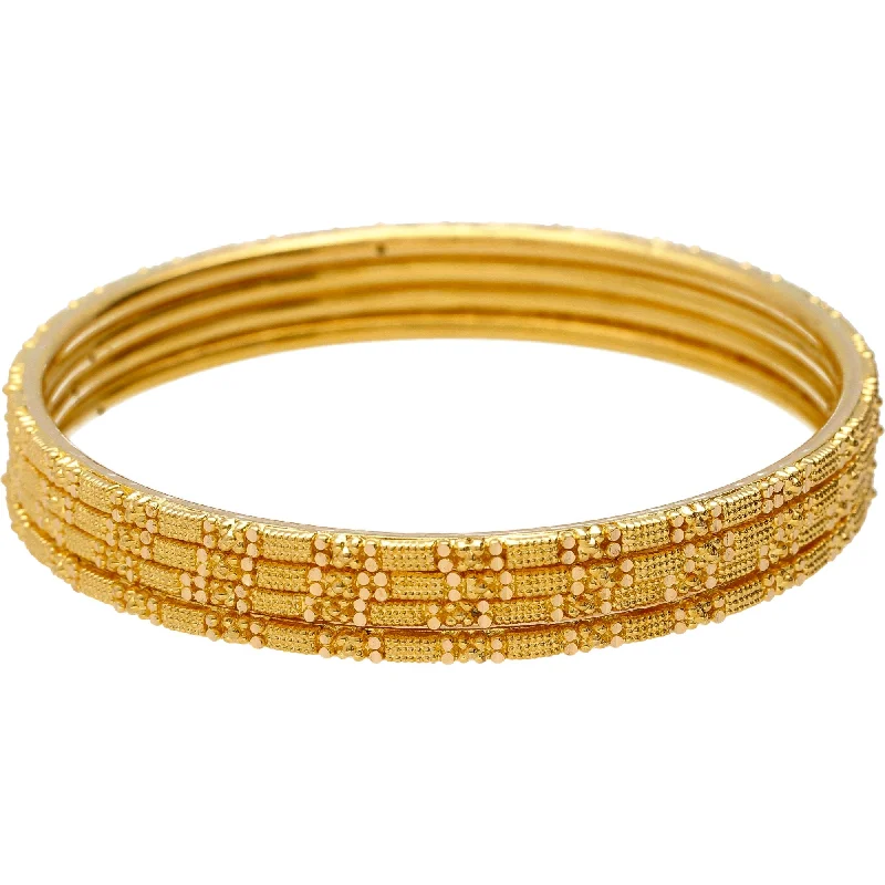 Fashionable Gold Bangle Sets-22K Gold Thin Indian Bangle Set of 4