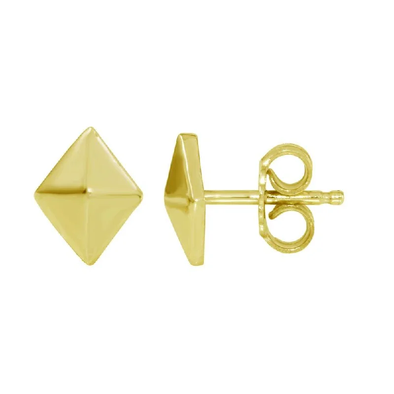 Rose Gold Hoop Earrings-Gold Plated 925 Sterling Silver Rhombus Stud Earrings - SOE00017