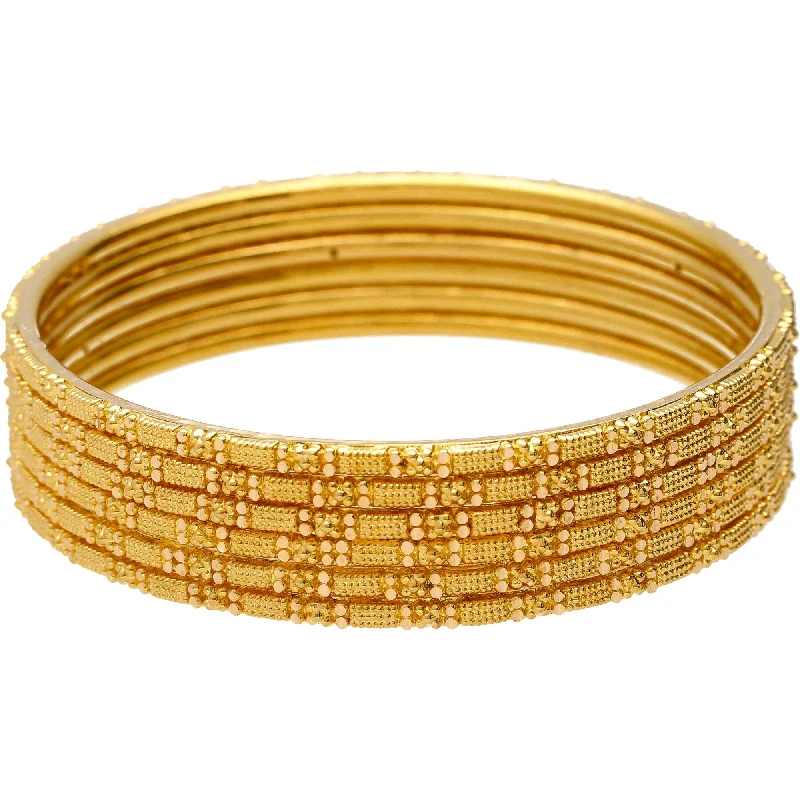 Custom Wedding Bangle Bracelets-22K Gold Thin Indian Gold Bangle Set of 6