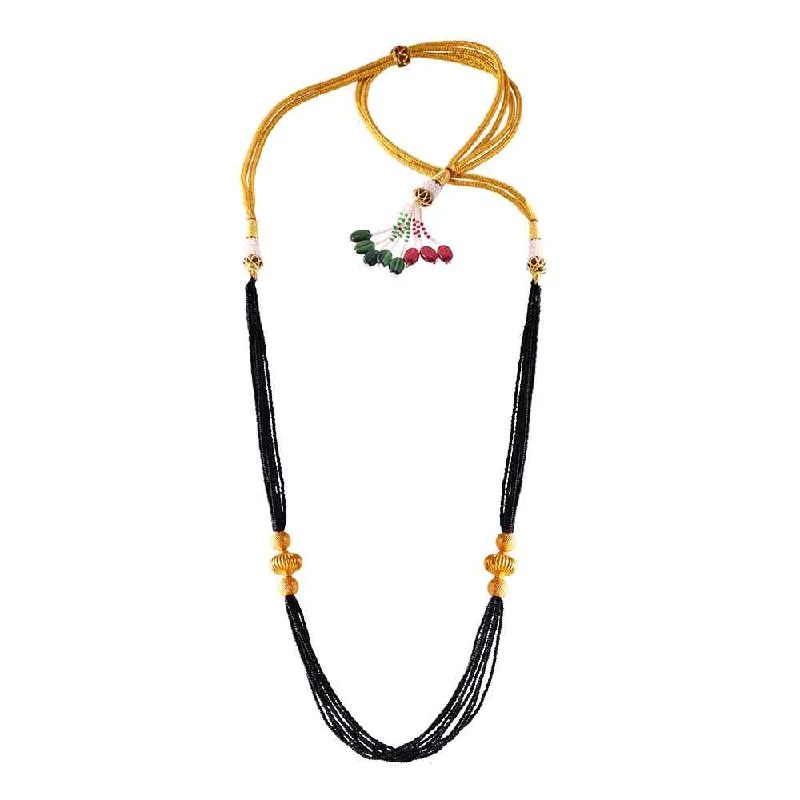 Sparkling Heart Pendant Necklaces-Dazzling Thusi Gold Mangalsutra Necklace