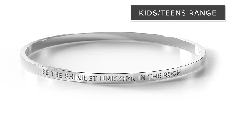 Simple Silver Bangle Bracelets-Be The Shiniest Unicorn In The Room - Kids/Teens Bangle