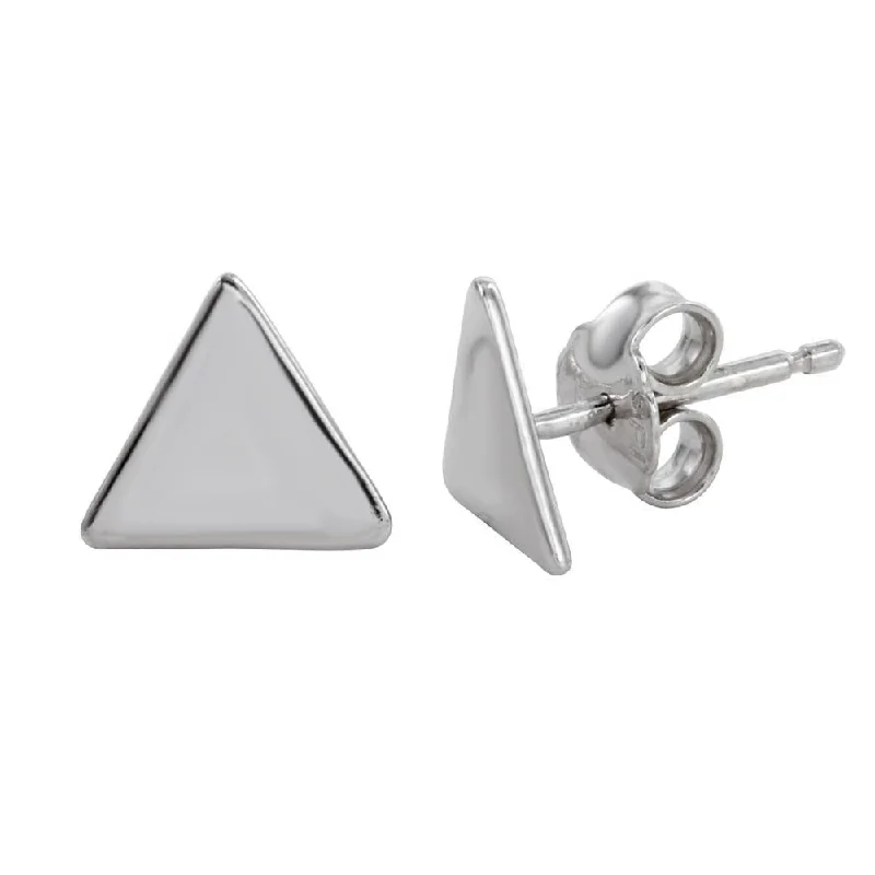 Diamond Stud Earrings-Rhodium Plated 925 Sterling Silver Flat Triangle Stud Earrings - SOE00008