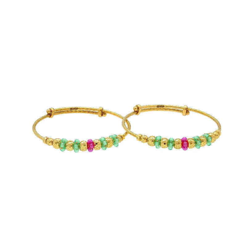 Gorgeous Diamond Bangles-22K Gold Baby Bangles W/ Adjustable band