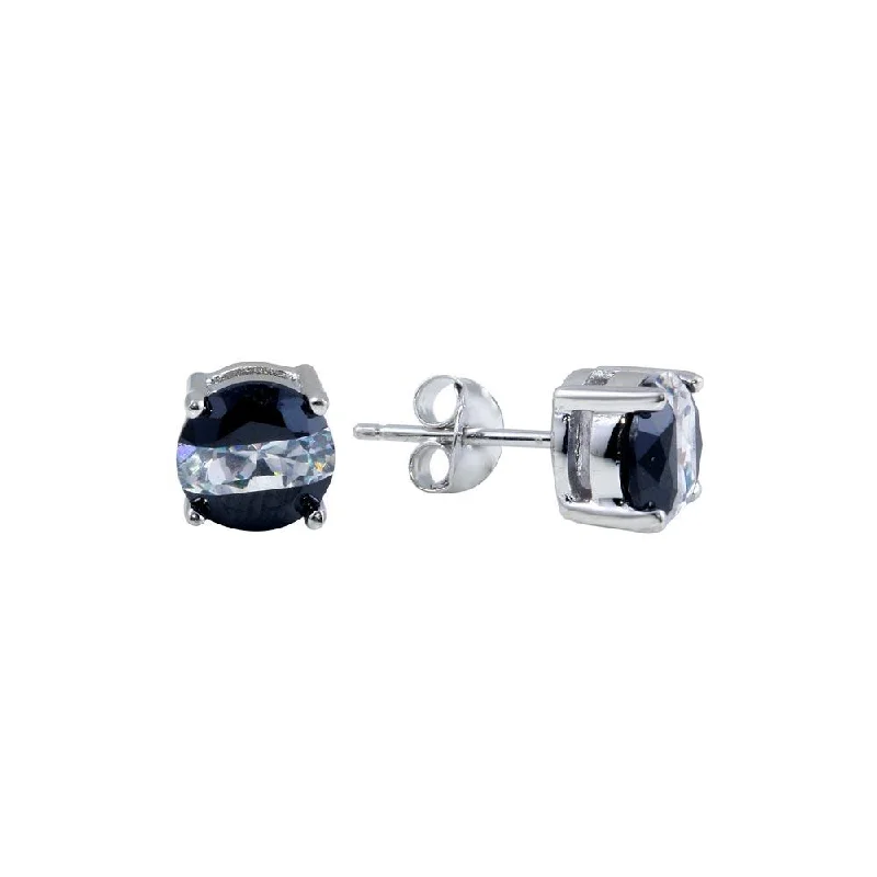 Wedding Earrings-Rhodium Plated 925 Sterling Two-Tone 925 Sterling Silver CZ Stud Earrings - BGE00620