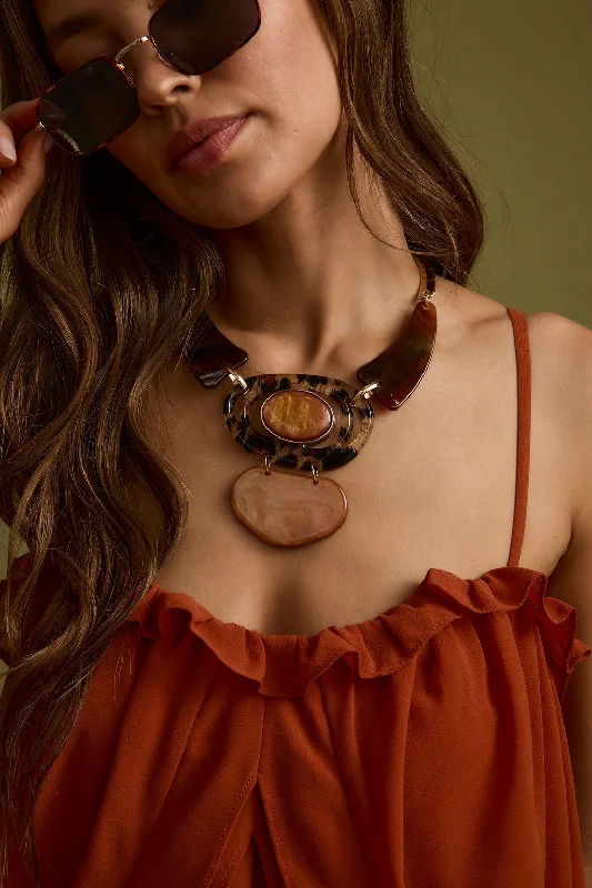 Personalized Choker Necklaces-Tiger Eye Statement Necklace