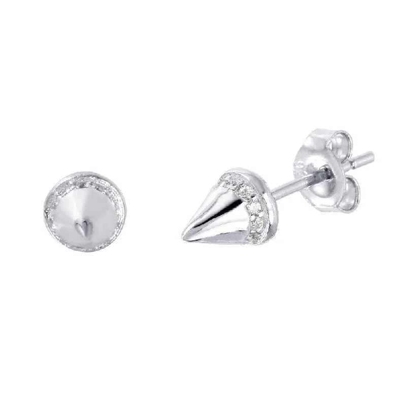 Luxurious Drop Earrings-Silver 925 Rhodium Plated Spike CZ Stud Earrings - STE01008