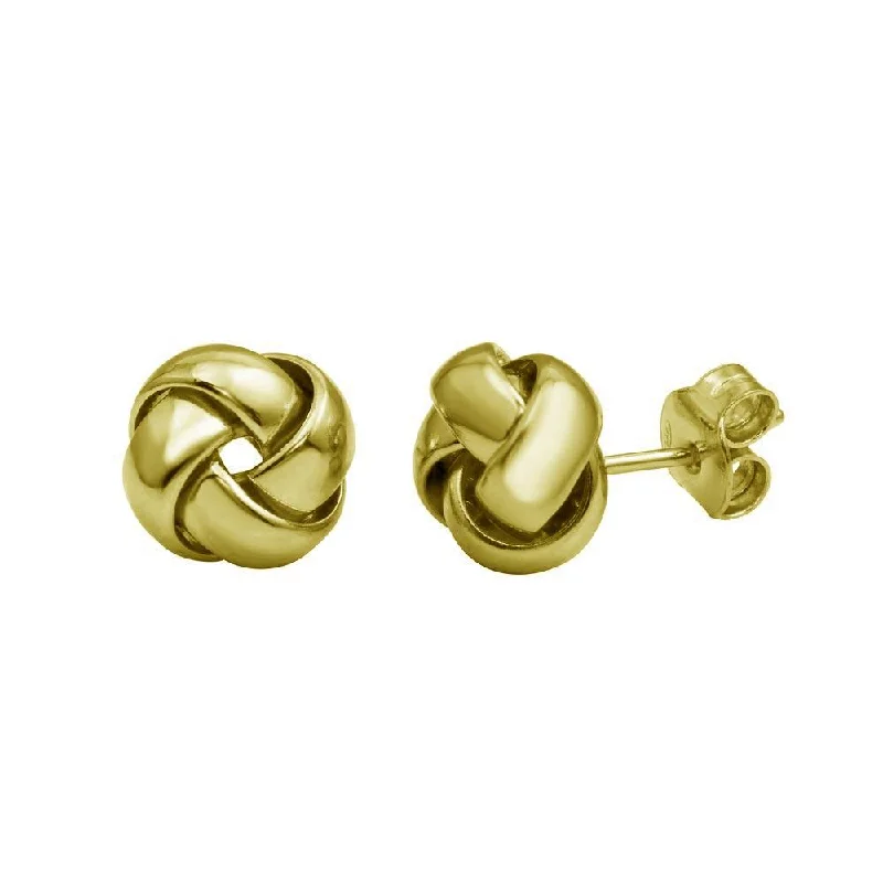 Fashion Earrings for Teens-Gold Plated 925 Sterling Silver Knot Stud Earrings - ARE00024GP