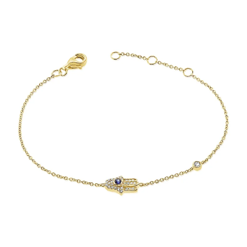 Bold Silver Bracelets-14K Gold Evil Eye & Hamsa Bracelet with Diamonds