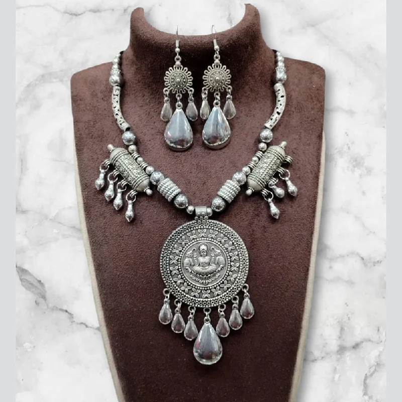 Simple Gold Pendant Necklaces-Manisha Jewellery Oxidised Plated Temple Necklace Set