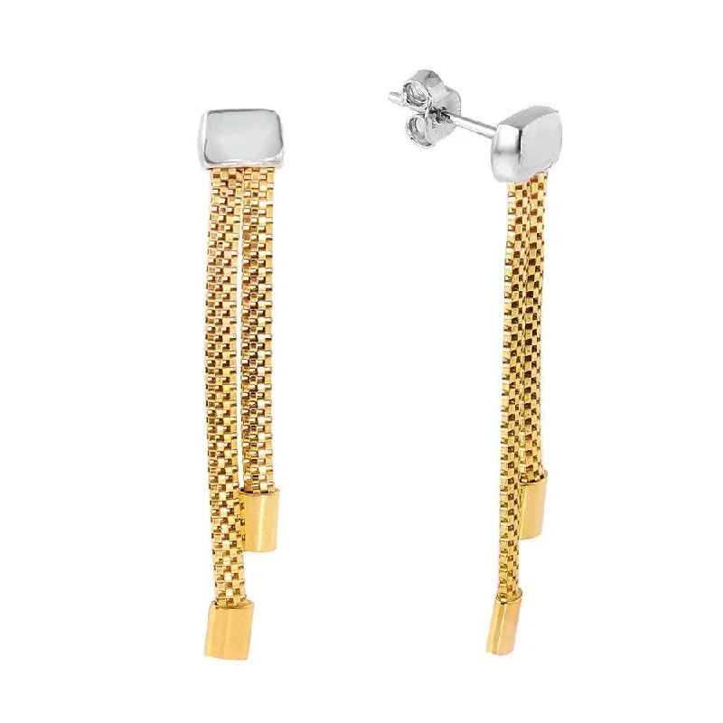 Unique Drop Earrings-Silver 925 Gold Plated Dangling Earrings - ITE00067GP