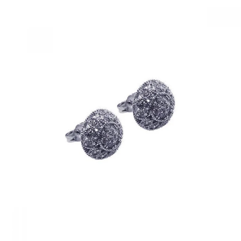 Classic Drop Earrings-Silver 925 Rhodium Plated Micro Pave Clear CZ Stud Earrings - ACE00006