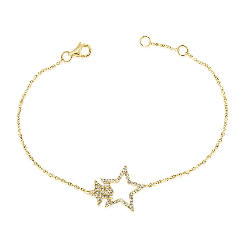 Unique Leather Bracelets-14K Gold Star Chain Bracelet