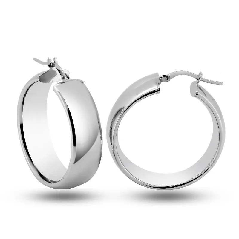 Wedding Drop Earrings-925 Sterling Silver High Polished Sterling Silver 9mm Hoop Earrings - ARE00035RH