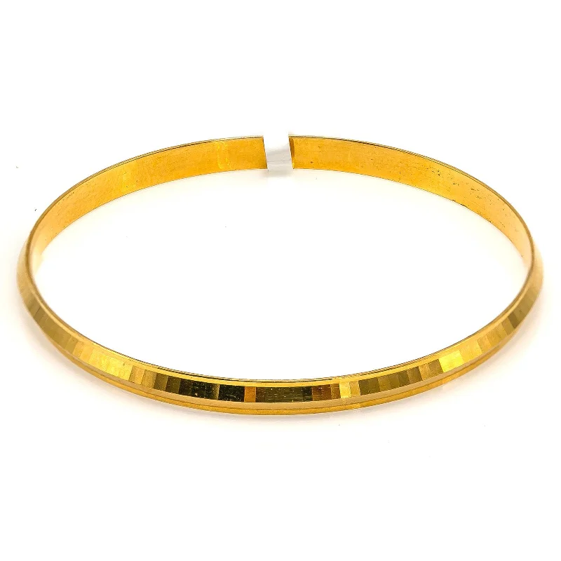 Modern Wedding Bangles-22K Yellow Gold Bangle for Kids W/ Slightly Faceted Frame