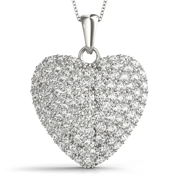 Birthstone Pendant Necklaces-14K Gold Heart Pave Cluster Diamond Necklace / Pendant