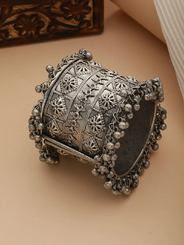 Vintage Style Bangles-German Silver Oxidised Silver-Plated Bangle-Style Bracelet