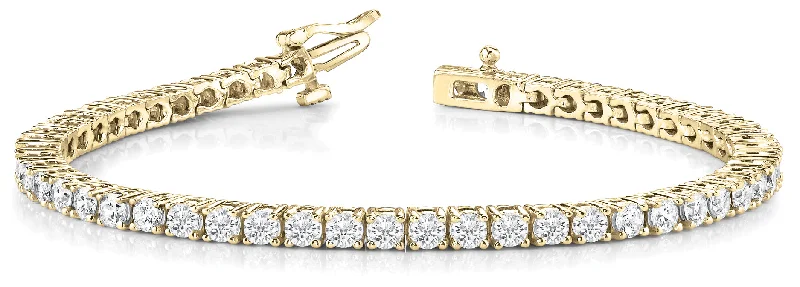 Silver Cuff Bracelets-5 1/4ct Natural Diamond Tennis Bracelet in 14K Yellow Gold