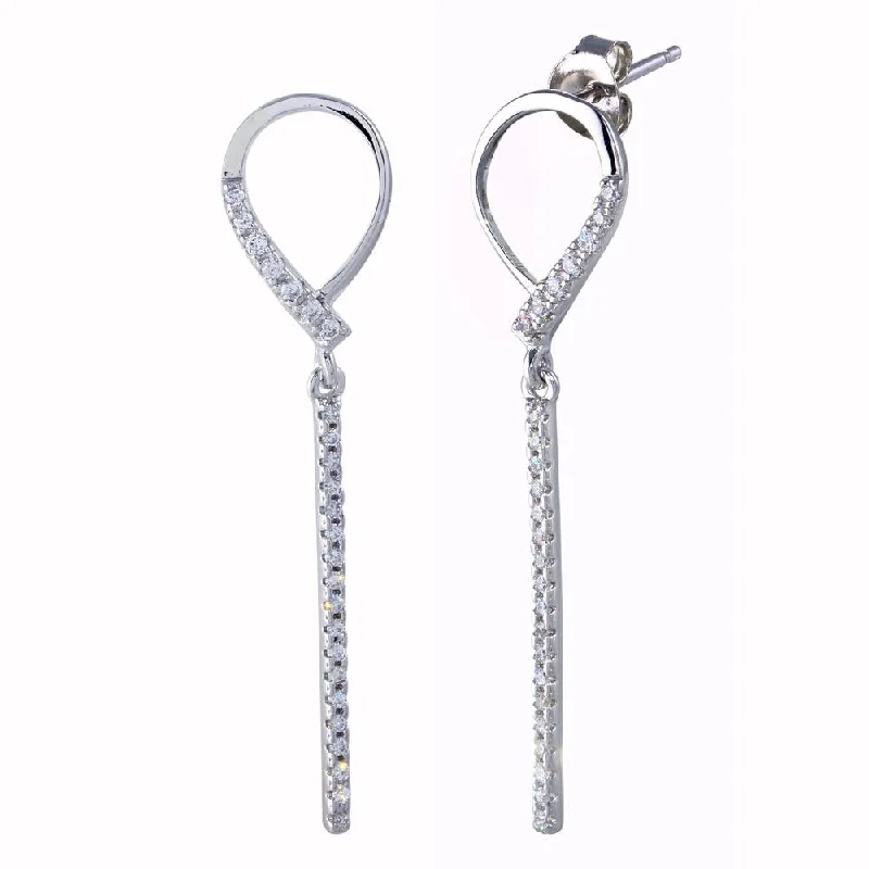 Luxury Stud Earrings-Rhodium Plated 925 Sterling Silver CZ Open Dangling Earrings - BGE00634