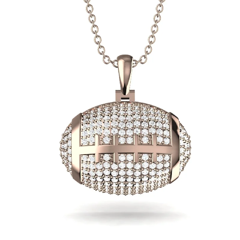 Fine Silver Necklaces-American Football Diamond Necklace - Jeremy No. 2