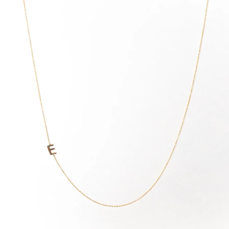 Elegant Diamond Necklaces-Slanted Initial Necklace, Solid 18k Gold