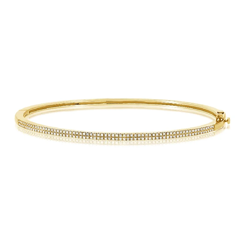 Custom Silver Tennis Bracelets-OKGs Collection 14K Gold Bangle Bracelet with Diamonds