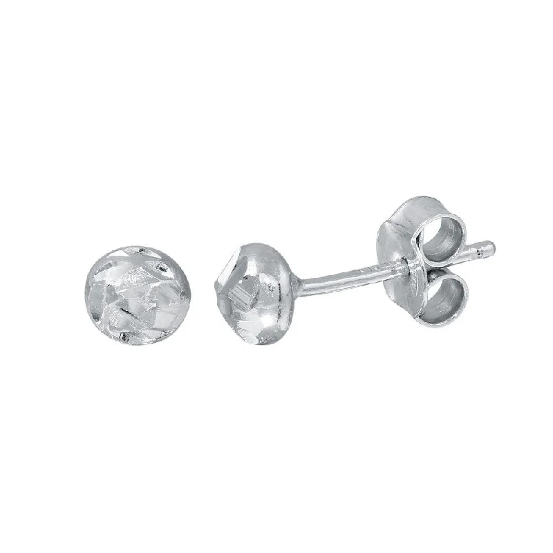 Handcrafted Silver Earrings-Rhodium Plated 925 Sterling Silver DC Bead Stud Earrings - ECE00059RH