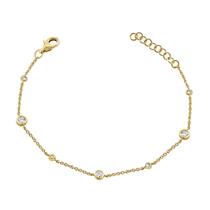 Elegant Gemstone Link Bracelets-Elegant 14K Gold Bracelet with Embedded Crystals