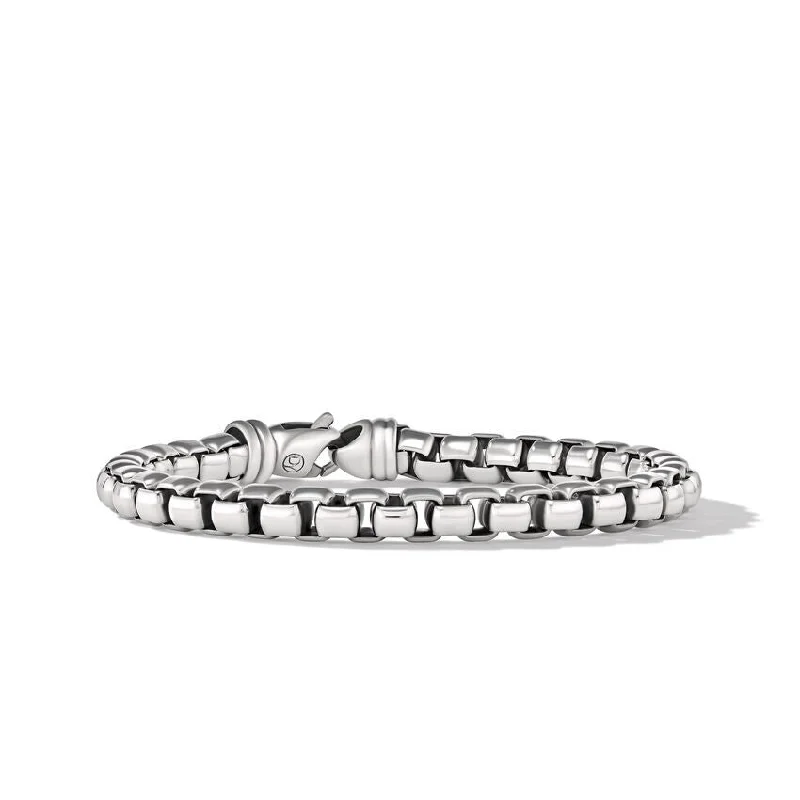 Fashionable Tennis Bracelet Sets-DY Gents Box Chain Bracelet in Sterling Silver, 7MM