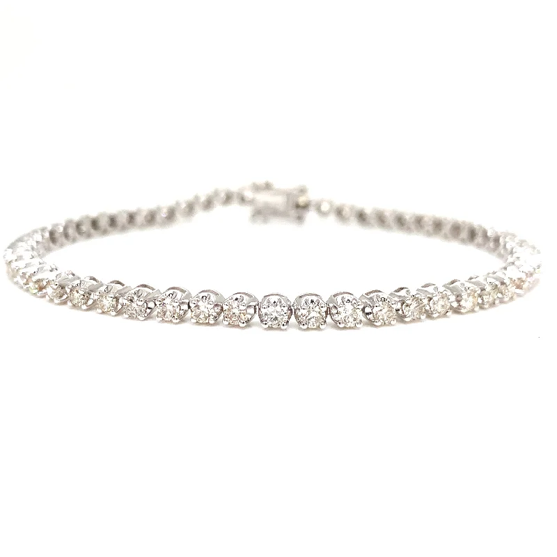 Statement Bracelets for Women-14K White Gold 3.00ct Diamond Tennis Bracelet