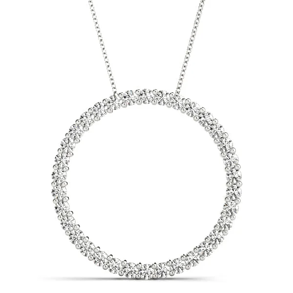 Long Silver Necklaces-14K Circle Diamond Necklace / Pendant