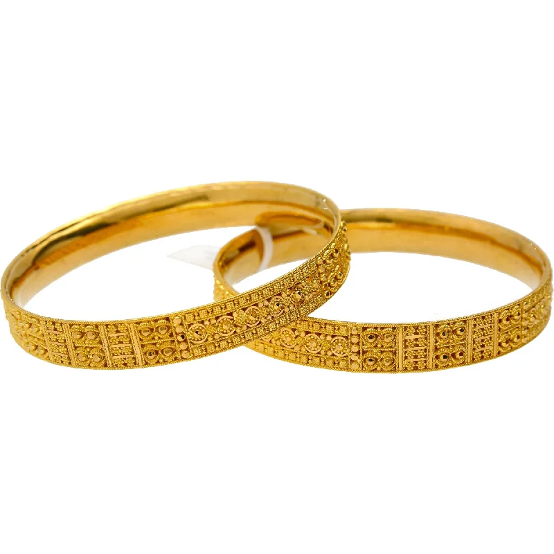 Custom Wedding Bangle Bracelets Sets-22K Yellow Gold Classic Indian Bangle Set (Size 2.6)