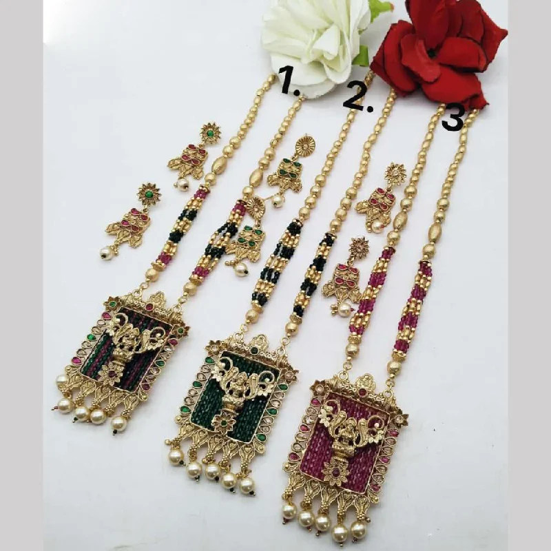 Customizable Gemstone Necklaces-FS Collection Gold Plated Long Necklace Set (1 Piece Only Assorted Design)