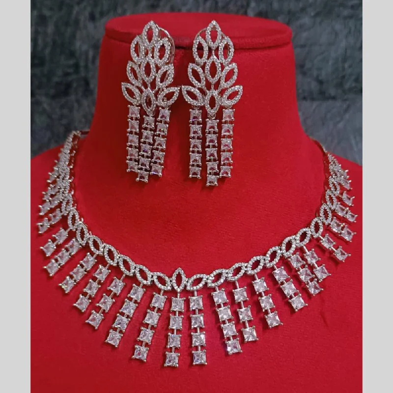 Stylish Statement Necklaces-FS Collection American Diamond Necklace Set