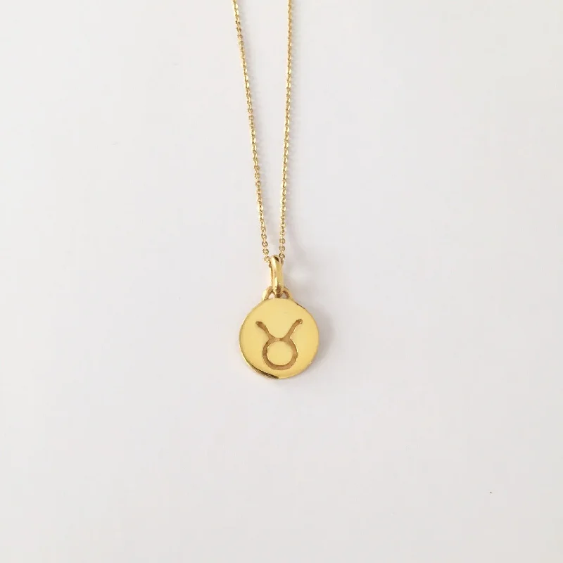 Trendy Heart Necklaces-Taurus Necklace, Solid Gold