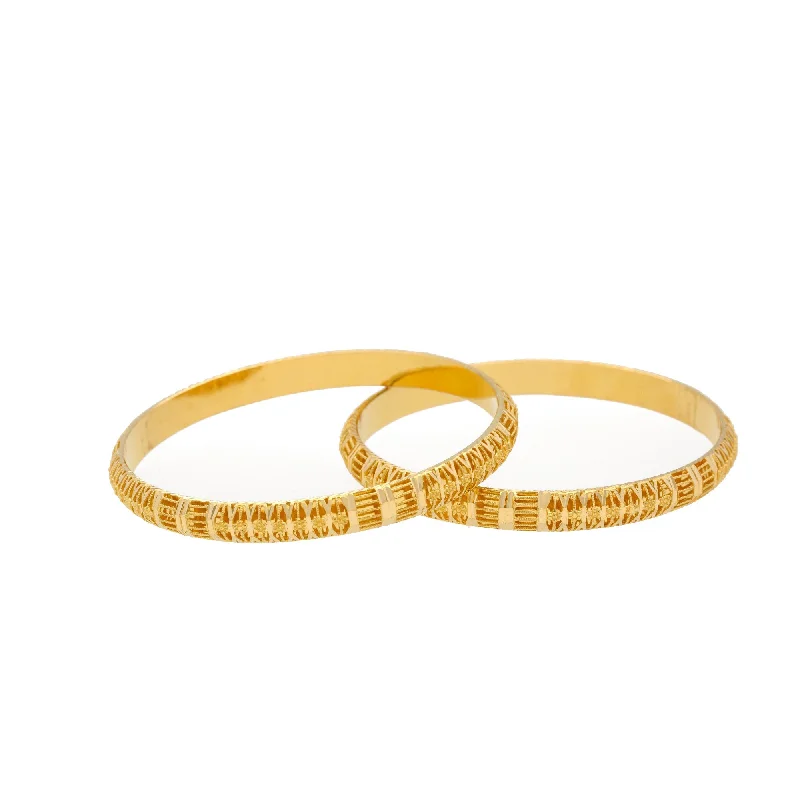 Crystal Bangle Bracelets-22K Gold Bangles Set of Two, 27.4gm