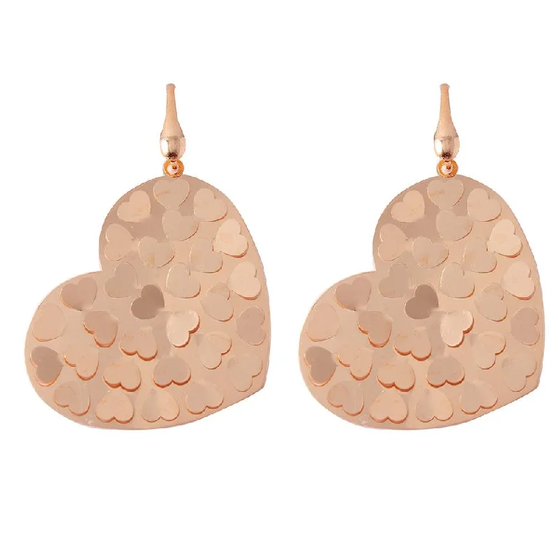 Stylish Earrings for Brides-Silver 925 Rose Gold Plated Heart Earrings - ECE00015R