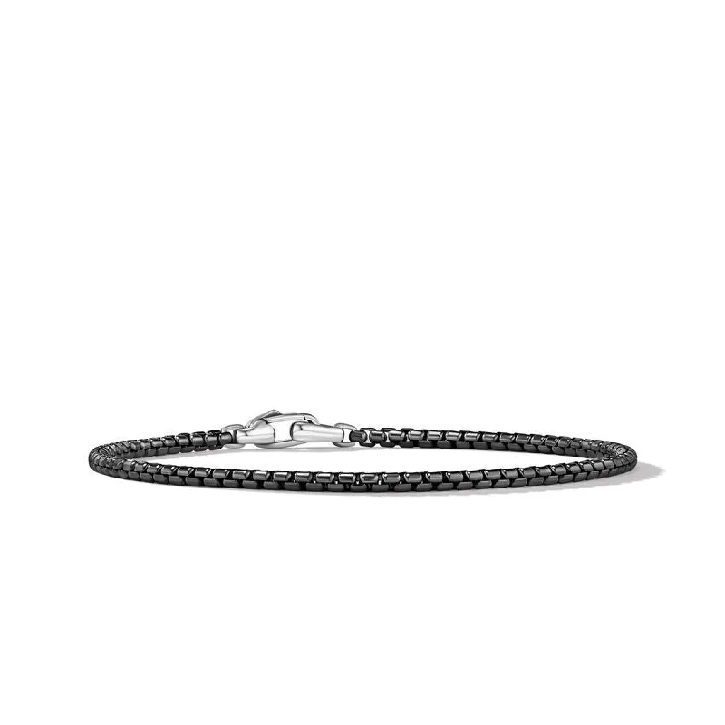 Luxury Gold Cuff Bracelets-David Yurman Gents Box Chain Bracelet in Stainless Steel and Sterling Silver