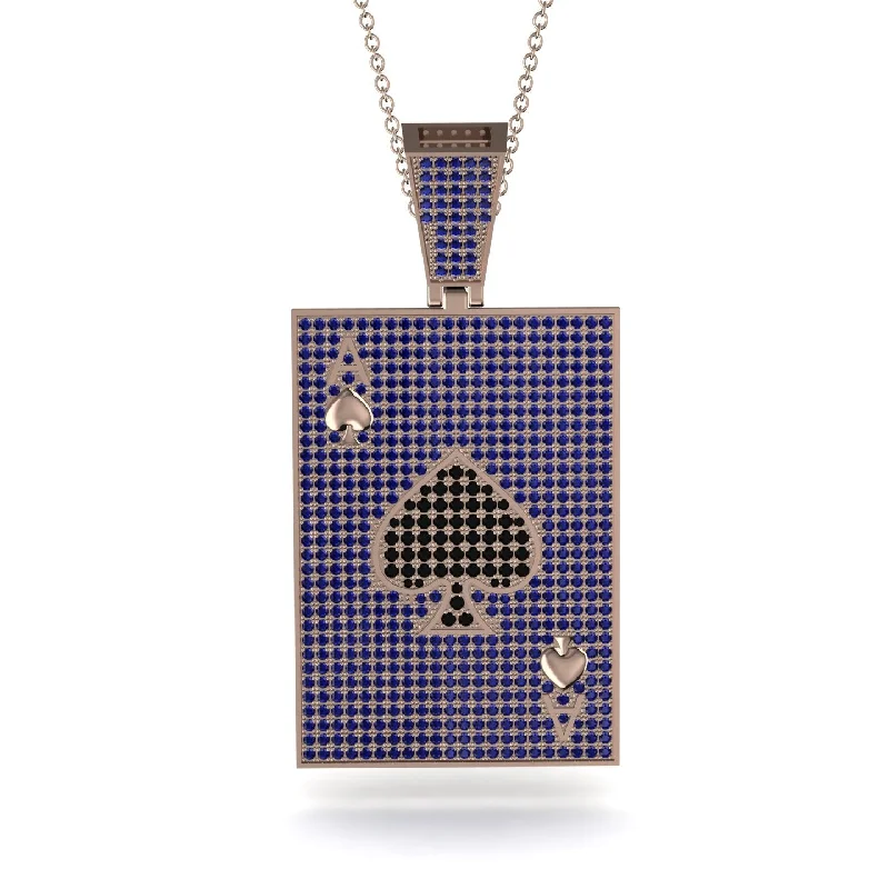 Stylish Necklaces for Brides-Ace Of Spades Sapphire Card Necklace - Tyler No. 68