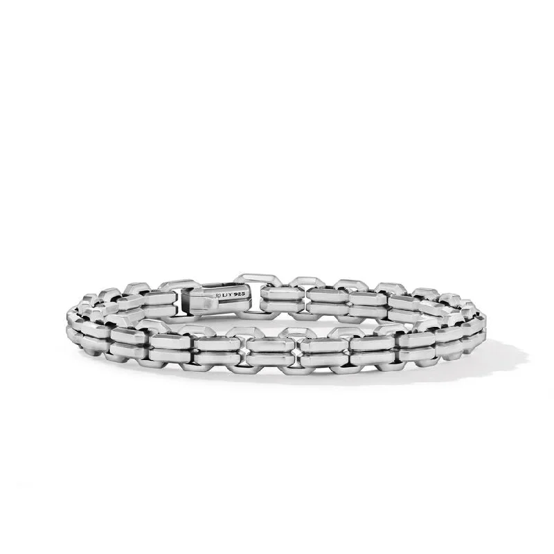 Luxury Wedding Bracelet Sets-DY Gents Streamline Double Heirloom Link Bracelet in Sterling Silver, 8mm