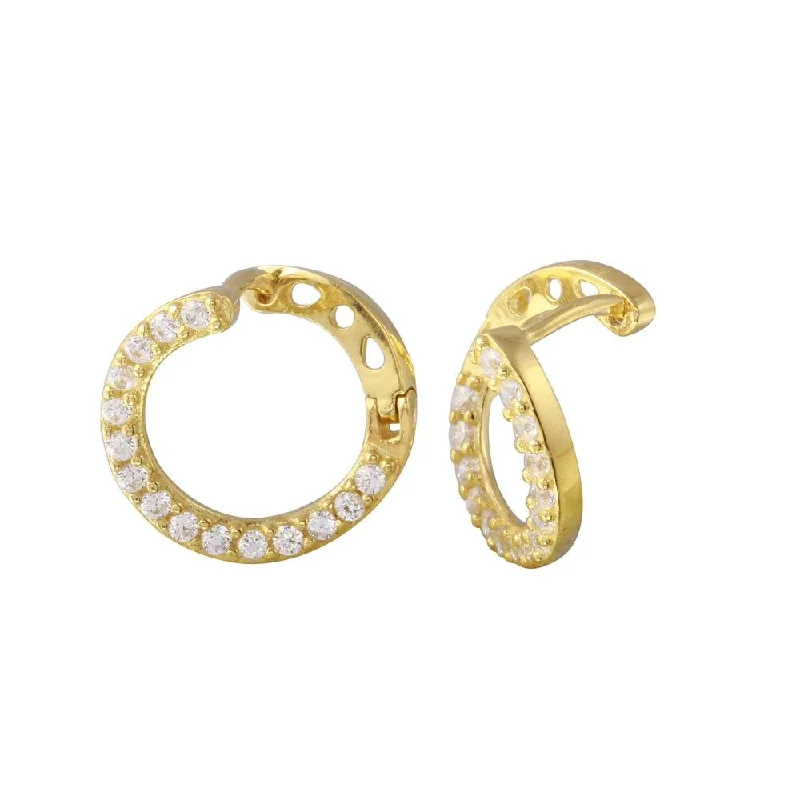 Fancy Dangle Earrings-Gold Plated 925 Sterling Silver CZ Twisted Hoop Earrings - GME00019