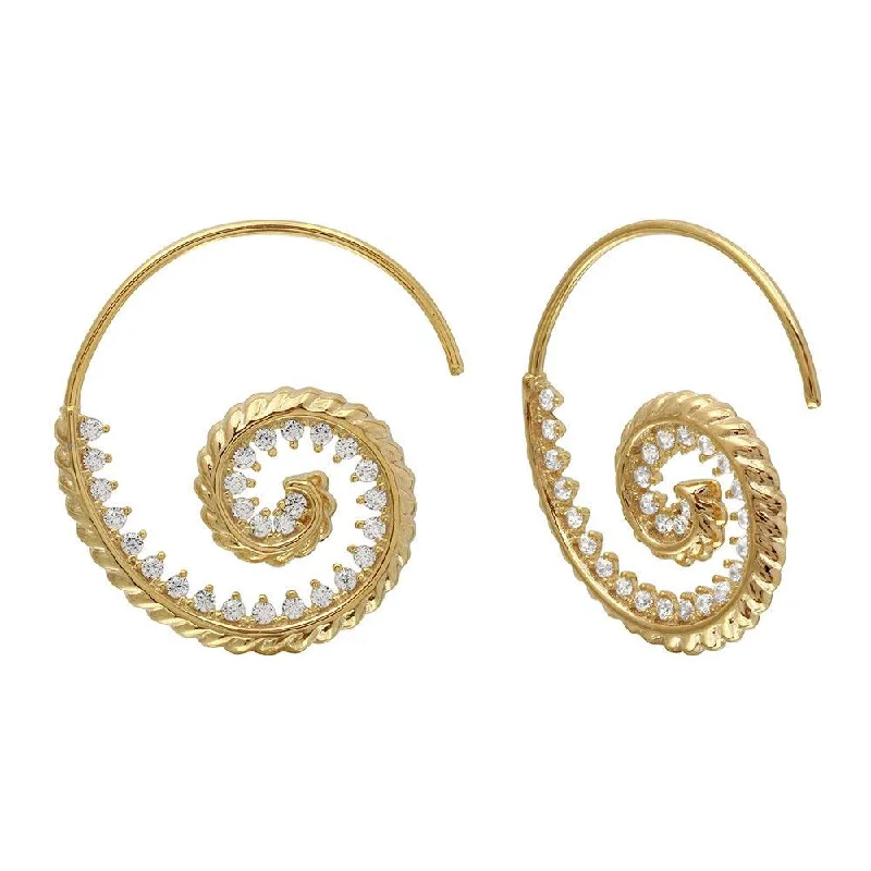 Colorful Earrings for Women-Gold Plated 925 Sterling Silver Spiral Design CZ Earrings - GME00108GP