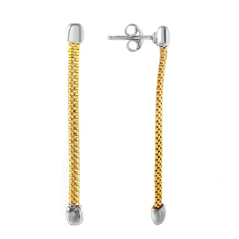 Statement Earrings for Weddings-Silver 925 Gold Plated Dangling Single Strand Earrings - ITE00068GP