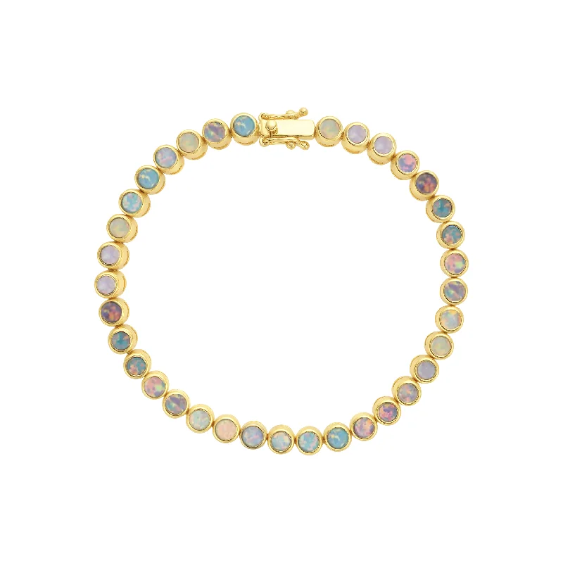 Unique Gold Bracelets-Pastel Opal Ombre Tennis Bracelet