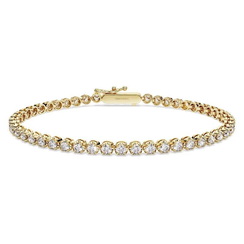 Handcrafted Tennis Bracelets-Swarovski Diamond Eternity Tennis Bracelet 14K Yellow Gold 2.50 Carats tw