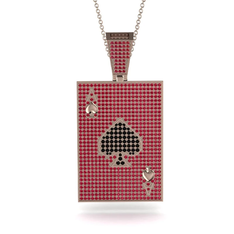 Fashionable Layered Necklaces-Ace Of Spades Ruby Card Necklace - Tyler No. 53